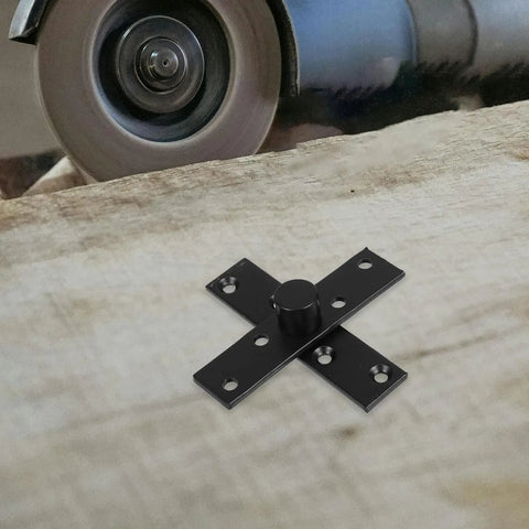 Hidden Full Rotation Stainless Steel Invisible Pivot Door Hinge For Wooden Doors Matte Black Finish Heavy Duty Center Pivot Hinge For Bookcases Concealed Design For A Sleek Clean Look on a wooden surface near a grinding tool