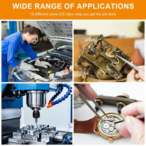 Application examples of Massive 580 Piece External Retaining Ring Kit In Black Carbon Steel Ten Sizes M1.5 To M10.