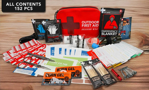 Waterproof 152 Piece First Aid Kit In Red Portable Dry Bag For Boating Camping Fishing And Kayaking Ultra Durable IPX6