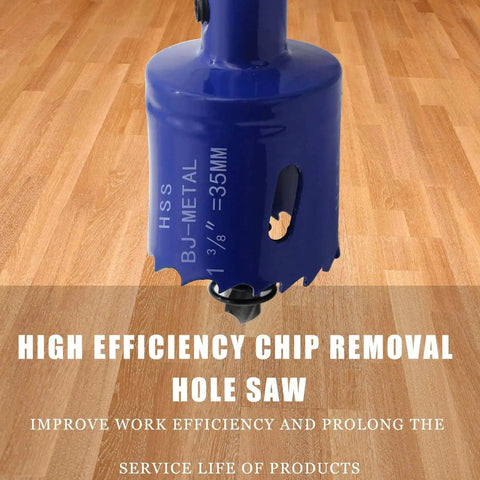 Bi Metal Hole Saw With Arbor One Three Eighths Inch 35mm for wood, plastic, metal, drywall, and fiberboard drilling.