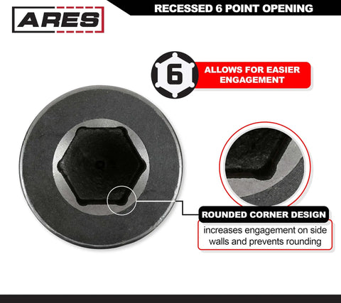 Recessed 6-point opening of 19mm Harmonic Balancer Socket for Honda, deep counter-weighted design, chrome molybdenum steel material.
