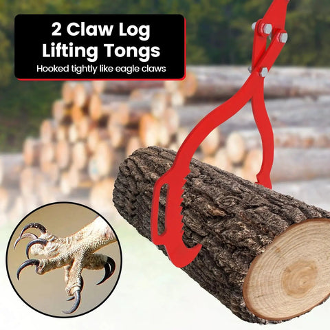 Heavy Duty 28 Inch Log Tongs With Dual Serrated Claws Log Grapple For Lifting Timber Eagle Claw Design 1200 Pound Capacity