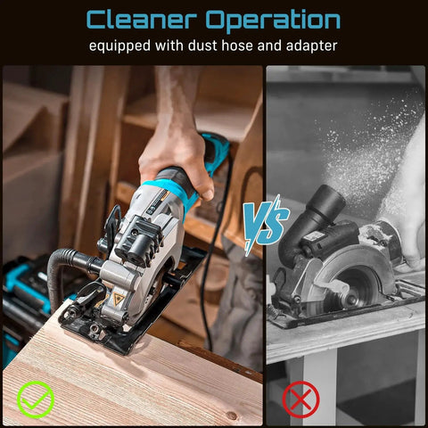 Mini Circular Saw With Laser Guide For Precise Wood Metal Tile And Plastic Cuts Seesii Corded 4.8 Amp 4000 RPM in use