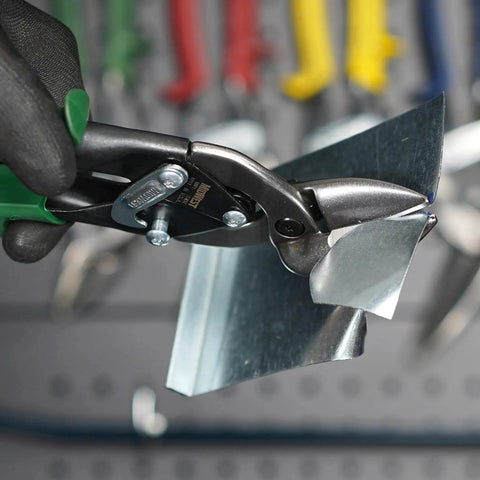 Left Cut Offset Aviation Snips And Tinner Shears For Straight And Tight Left Curves With GlideTech Forged Molybdenum Alloy Blades