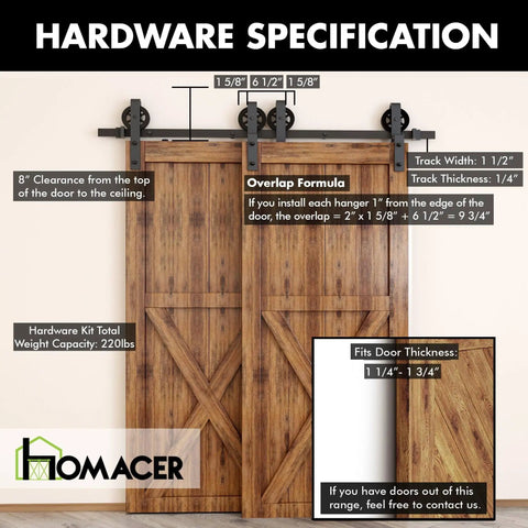 Black Rustic Single Track Bypass Sliding Barn Door Hardware Kit For Four Doors 10 Foot Flat Track With Spoke Wheel Rollers Includes Two Flat And Two Bent Roller Sets Pro Grade Easy Install Smooth Glide And Quiet Operation