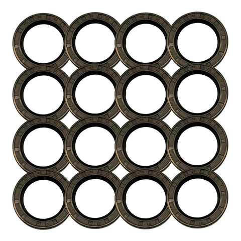 16 pack of 30x52x7mm double lip rotary oil seals for portal gearbox outputs GDP compatible, arranged in 4x4 grid, leak-proof design