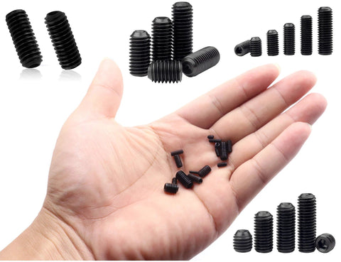 720 Piece Hex Socket Drive Cup Point Set Screws Kit Pro Grade M2 Through M6 In 12 Sizes Carbon Steel Black Grub Screws