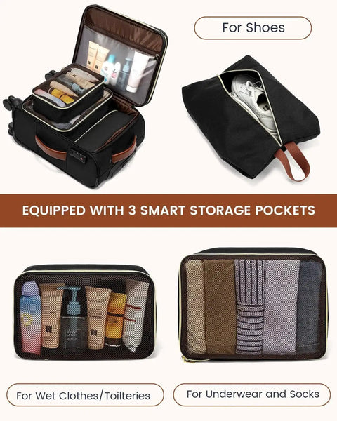 Airline Ready Luggage Set With Rolling Suitcases And 40L Laptop Backpack LoveVOOK 5 Piece Carry On Luggage Set packing accessories