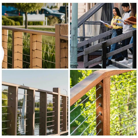 Cable railing on decks and stairs using a 30 45 90 Degree Drill Guide Jig With Four Drill Bits For Angled Or Straight Holes Four Size Aluminum Drill Hole Guide Jig Drill Template Block For Cable Railing Deck Stair Handrail.