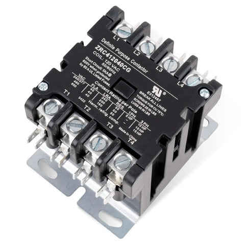 Ultra Durable Heavy Duty 4 Pole Contactor 40 Amp 120 VAC Coil in close-up view for relays and HVAC systems