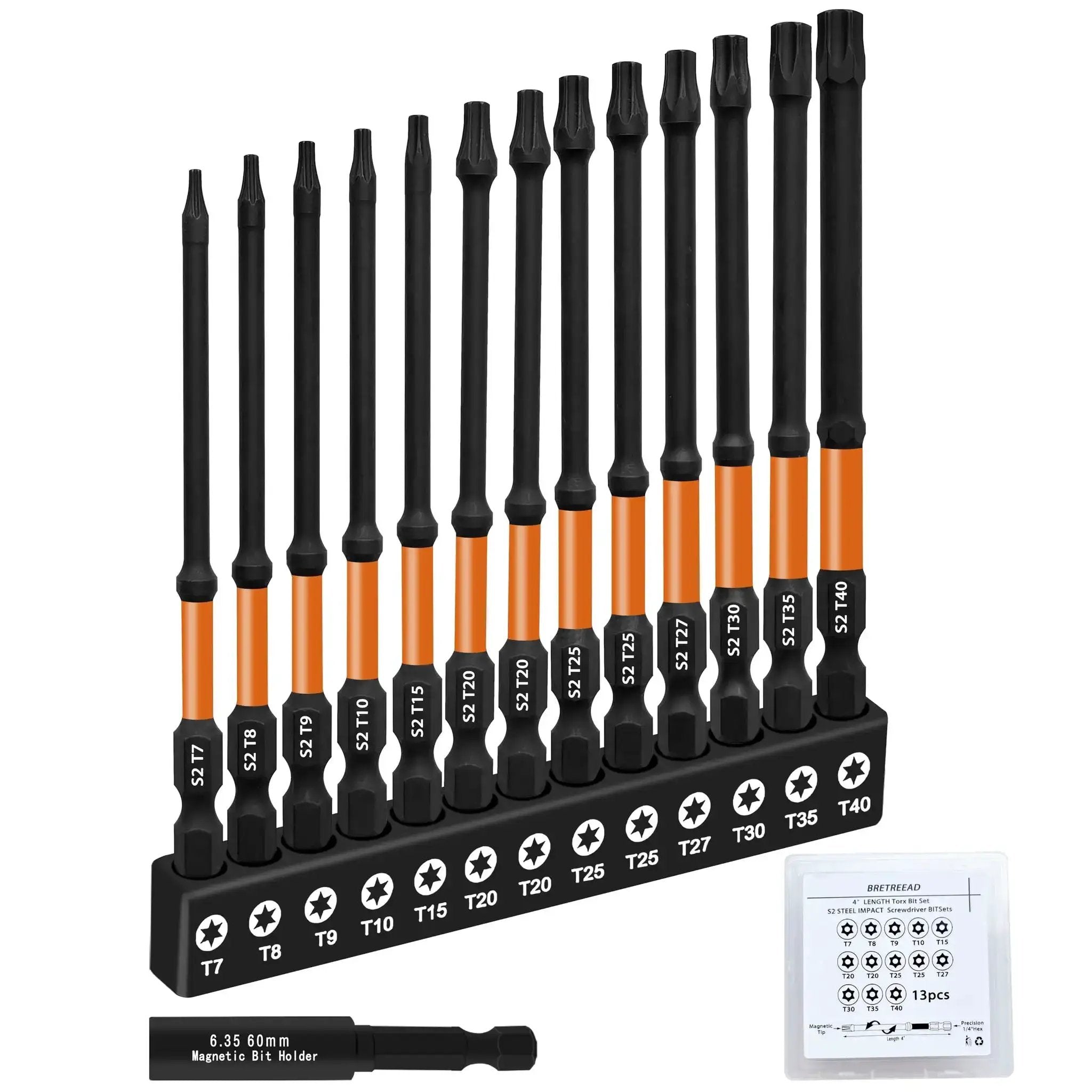 4 Inch Long Impact Torx Bit Set, 13-Piece Security Tor...