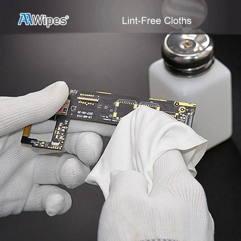 Cleaning electronic board with 4x4 Cleanroom Polyester Wipers 400 Pack Lint Free Cloths Laser Sealed Edges