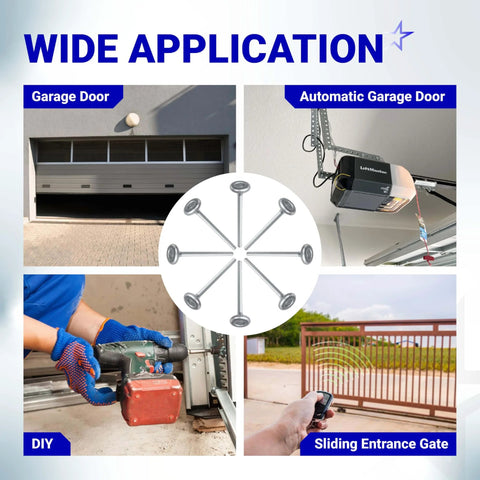 2-Pack 1.8 Inch Steel Garage Door Rollers With 7 Inch Stem, 10 Ball Sealed Bearings displayed in various application settings