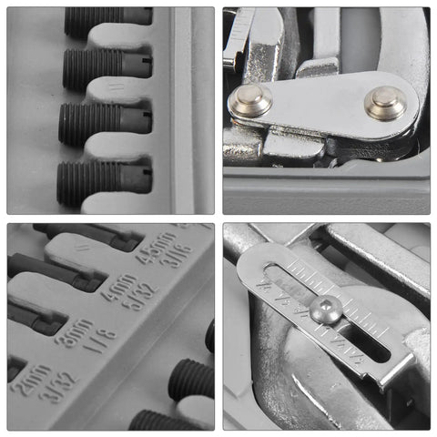 Close-up views of Heavy Duty Hole Punch Set Built To Last With Chrome Vanadium Steel Punches 3/32 In By 9/32 In for precise holes