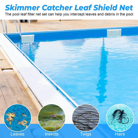 Pool Skimmer Guard Kit With Leaf Shield Net for Inground or Above Ground Pools installed by poolside for leaf and debris prevention