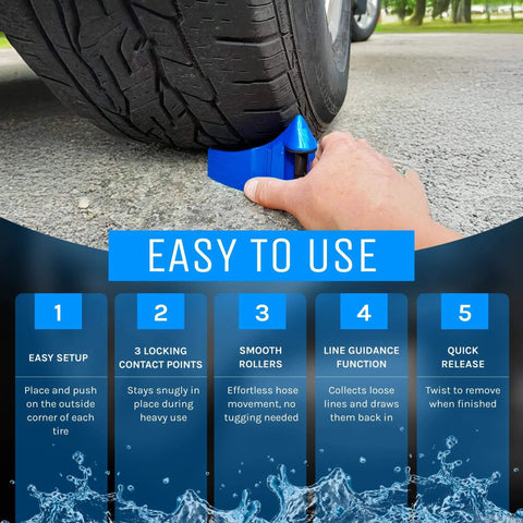 Four Pack Hose Guide Rollers For Cars Trucks And Motorcycles Plastic Wheel Rollers in use under car tire
