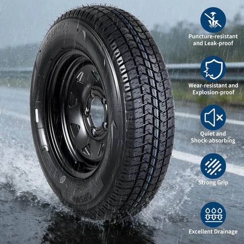 Two Pack Trailer Tire On Rim ST175 80D13 With 13 Inch Rims And Five Lug Pattern Four Point Five Inch PCD Load Range C 6PR