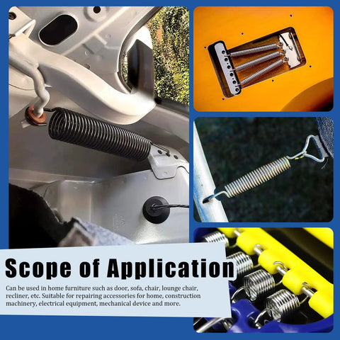 96-piece stainless steel extension springs with double hooks, 15 sizes for machinery and industrial use.