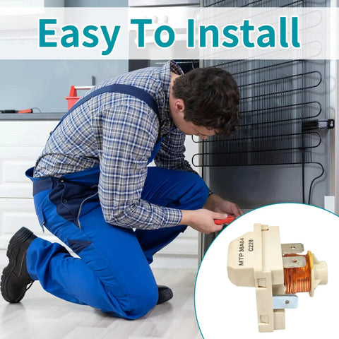 Technician installs Refrigerator Compressor Start Relay Keeps Your Fridge Running Cool On Point Easy Install Prevents Overheating Boosts Cooling Reliability