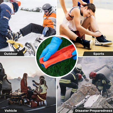 Emergency First Aid Splint For Fracture Stabilization Field Ready 36 Inch By 4.3 Inch Orange Gray in sport and rescue scenarios.