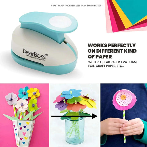 Five Circle Paper Punch Set For Scrapbooking And Card Making Ergonomic Spring Action Puncher display and usage examples