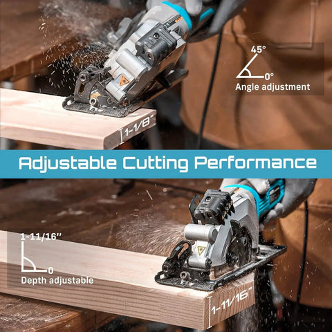 Mini Circular Saw With Laser Guide For Precise Wood Metal Tile And Plastic Cuts Seesii Corded 4.8 Amp 4000 RPM in action