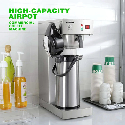 No-Fuss Auto-Filling Commercial Airpot Coffee Brewer 2.2L 74oz with Stainless Steel Thermal Carafe in break room setting