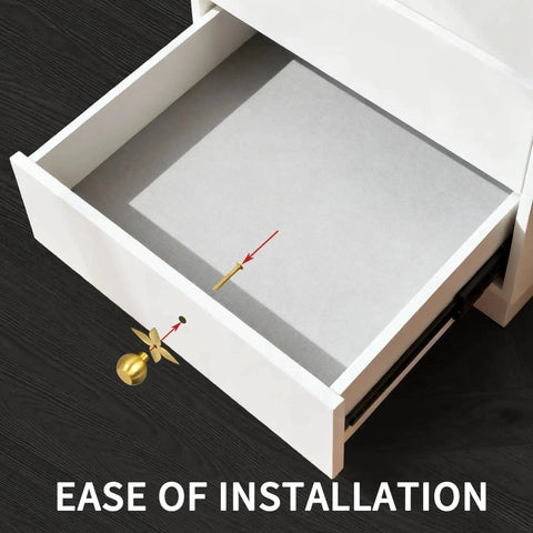 Open drawer showing Solid Brass Gold Cabinet Knobs 4 Pack With Star Backplates, ease of installation.