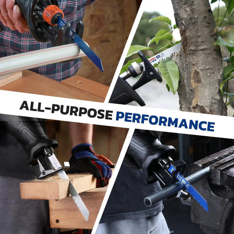 32-Piece Reciprocating Saw Blade Set With Organizer Pouch used for wood cutting, metal work, and pruning by WORKPRO.