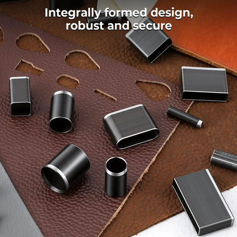 52 Shape Hole Punch Die Set For Leather And Fabric Crafts showing various shapes on leather