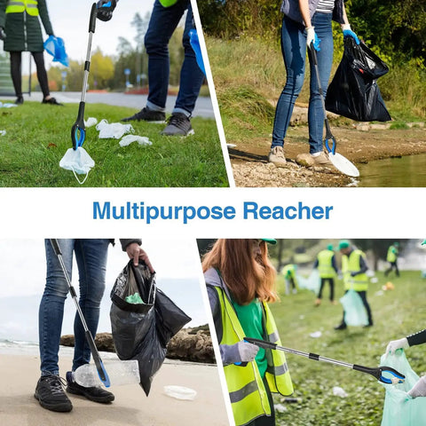 2 Pack Grabber Reacher Tool Set Featuring 32 Inch Extra Long Steel Foldable Pick Up Stick With Strong Magnetic Grip 90 Degree Rotating Anti Slip Jaw Trash Claw Hand Grabber For Reaching And Arm Extension Lightweight And Durable used for picking up trash.