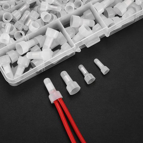 WoshilaoDS closed-end crimp connectors, nylon insulated, 250 pcs; 22-16/16-14/12-10 AWG