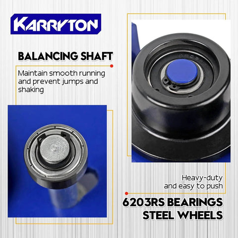 Close-up of 6203RS bearings and steel wheels for 1 Ton I Beam Trolley For Electric Hoist Adjustable Manual Trolley Fits 2.5 To 5 Inch Beam Flange