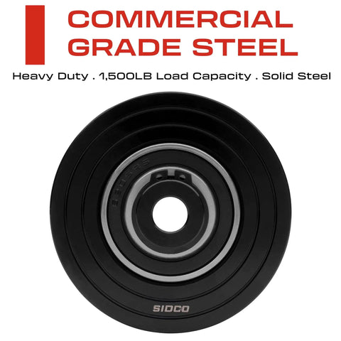 3.5 Inch V Groove Wheel Inverted V Shape For Sliding Gates Heavy Duty Track Wheel 1500 lb Load Capacity Front View