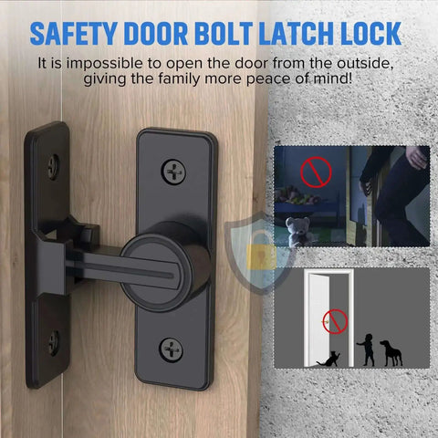 90 Degree Flip Barn Door Lock Heavy Duty Sliding Gate Latch For Garden Bathroom And Garage Doors Matte Black Zinc Alloy Rustproof
