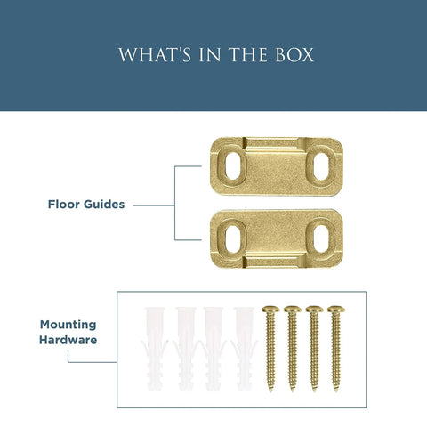 Interior Sliding Barn Door Hardware Double Floor Guide 1 3/4 In Brushed Gold Keeps Door On Track And Prevents Swinging