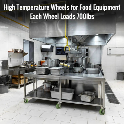 Heavy Duty Industrial Caster Wheels 4 Inch By 1.5 Inch Epoxy Resin High Temperature Wheel Set For Ovens And Racks in kitchen