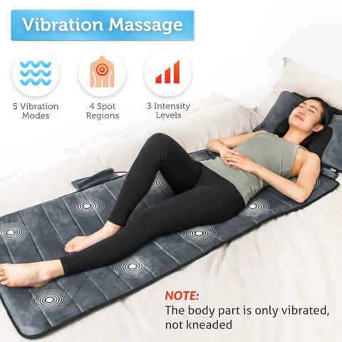 Person using Full Body Massage Mat With Movable Neck Pillow Ten Vibrating Motors And Four Heating Pads From Neck To Feet For Deep Back And Leg Massage Perfect Home Spa Gift For Mom This Mother's Day