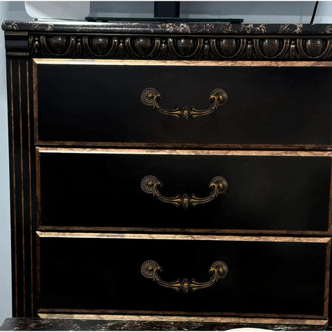 Drop Bail Drawer Pull 5 Inch Center To Center 128 Mm Hole Spacing Includes 2 Screws Antique Brass Finish on dresser