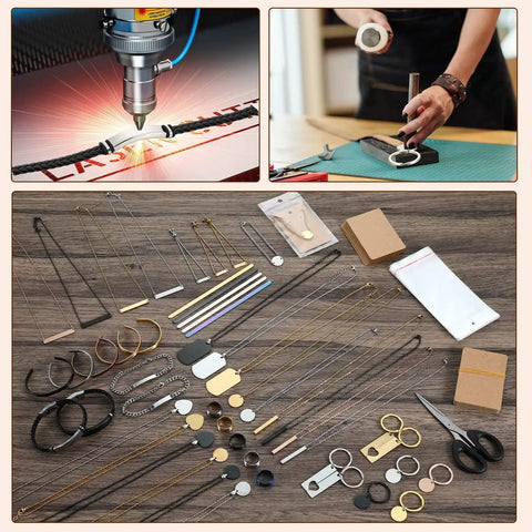 All In One Laser Engraving Jewelry Kit With 99 Pcs Materials And 46 Accessories for Necklace Bracelet Ring Keychain DIY Crafting