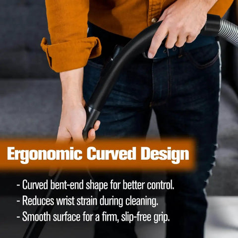 Person holding Miele Curved Hose Extension For S2110 S501 S524 And C1 C2 C3 Canister Vacuums Bent End Tubular Wand