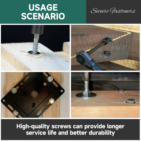 Beefy 128 Piece One Quarter Inch Hex Lag Screws Set In 304 Stainless Steel With Washers And Socket Kit in use for woodworking.
