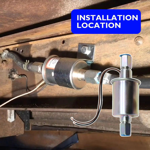 Inline 12 Volt Electric Fuel Pump For Carbureted Engines Low Pressure 5 to 9 PSI installed with 3/8 inch inlet/outlet