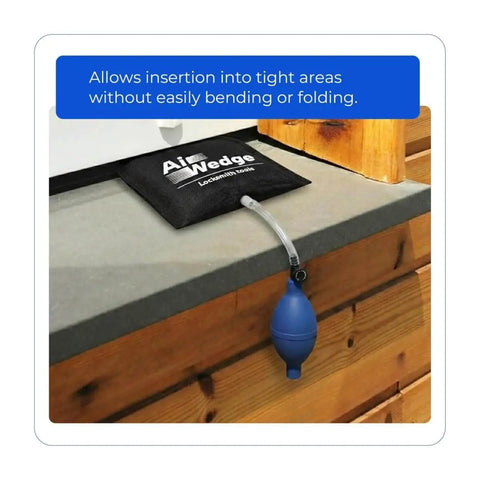 Inflatable Air Wedge Bag Pump With Medium Shim And Leveling Tool, Heavy Duty Pro Grade Ballistic Nylon Air Jack on countertop
