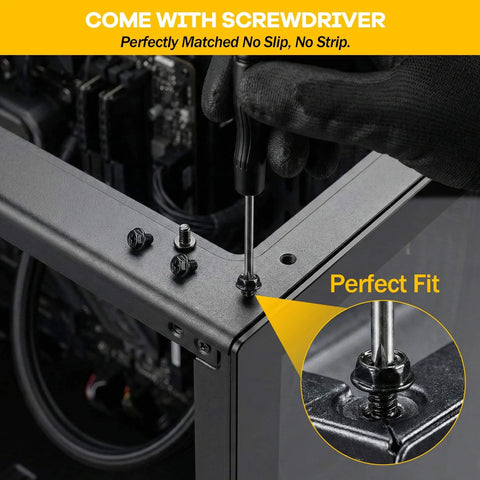 524 Piece PC Screw Kit For Full Rig Build With Motherboard Standoffs And Screws For M2 NVMe SSDs HDD Case Fans And PSU Includes Case Screws Gaskets And A Phillips Screwdriver in use