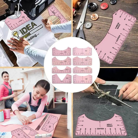66 Piece Pro Grade Sublimation Shirts Tool Kit With Round Neck And V Neck Alignment Rulers 12 By 16 Inch Teflon Sheets