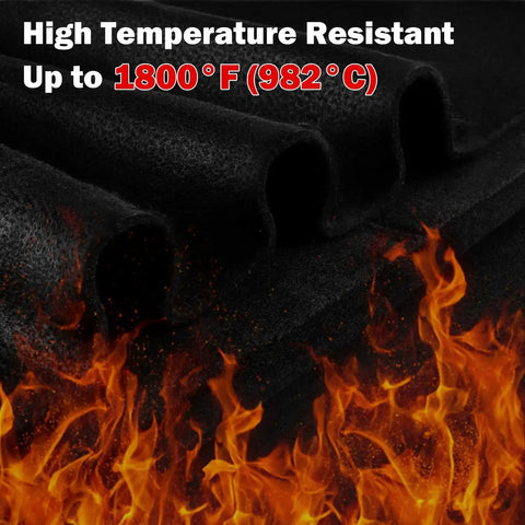 Carbon Fiber Welding Blanket Heat Shield 1800F Fireproof 20-Inch By 20-Inch Heavy Duty Heat Resistant Fabric close-up with flames