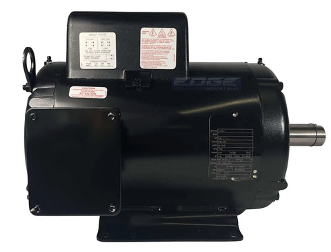 Front view of 7.5HP Single Phase Compressor Duty Industrial Electric Motor 215T Frame 1750 RPM 208-230V Open Drip Proof Enclosure