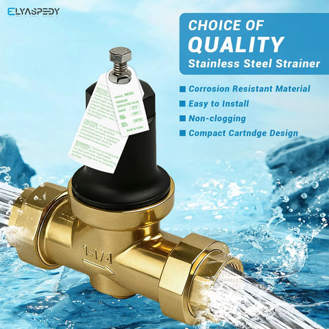 1-1/4 NR3XL pressure reducing valve with brass body and black bonnet, NPT inlet/outlet