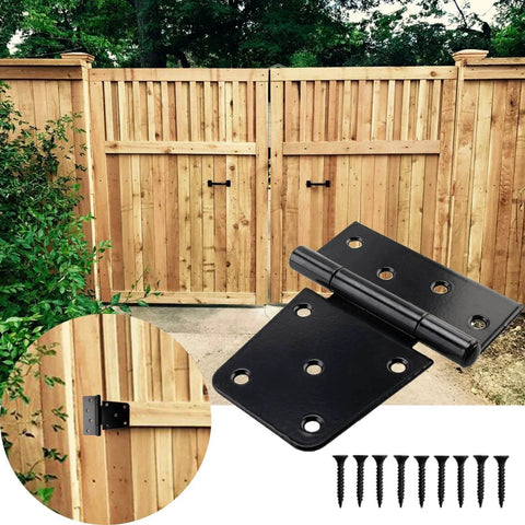 3.5 Inch Shed Hinges Square Barn Door Hinges Heavy Duty Gate Hinges Black Six Pack With Screws Included Exterior Wood Gate